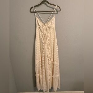12th Tribe Cream Swiss Dot Maxi Dress XL
